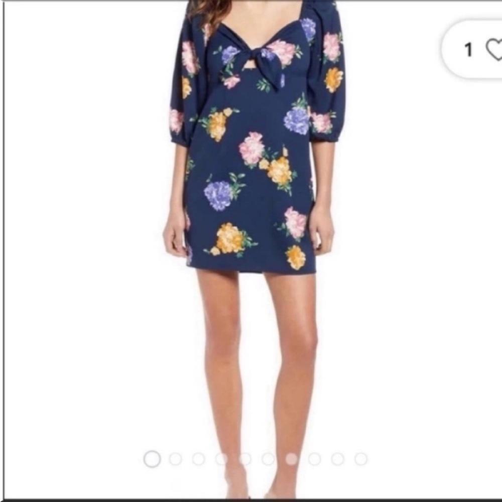 WAYF‎ Eunice Floral Knot Mini Dress Womens Blue Size Small